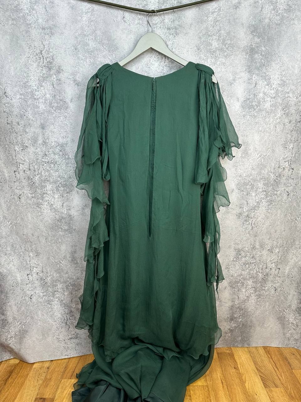 Gina Fratini Vintage 1970s Pure Silk Chiffon Draped Maxi Dress Size UK 10