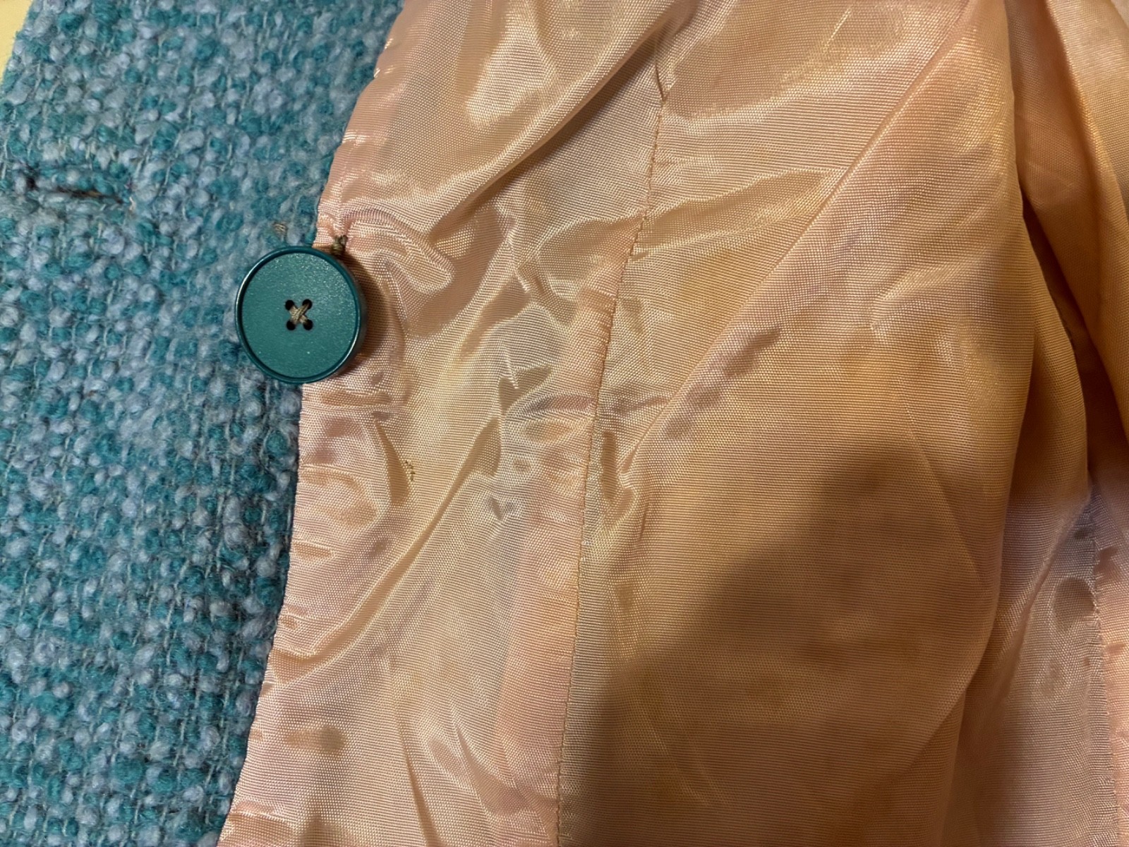 VINTAGE c.1940s MCM STYLE HANDMADE DOUBLE BREASTED SKIRT SUIT Nubby Wool