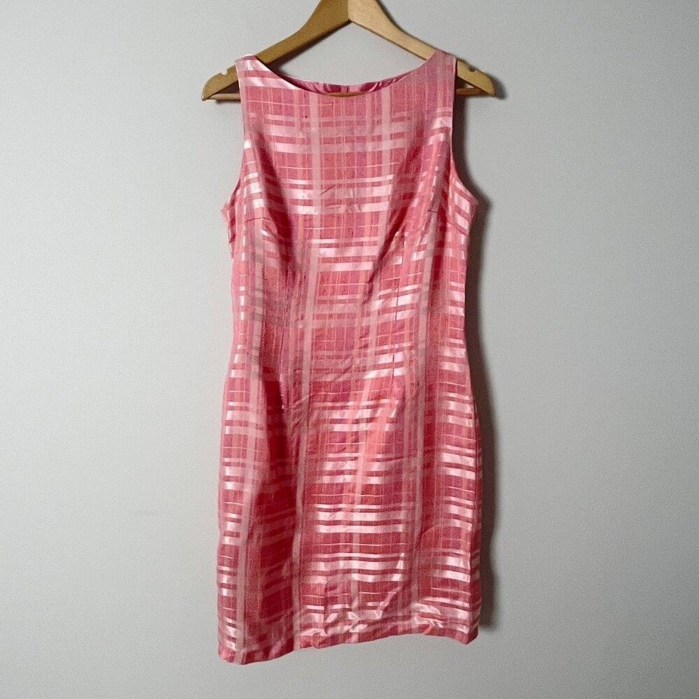 Vintage Helene Blake Pink Peach Plaid Sleeveless Dress Medium