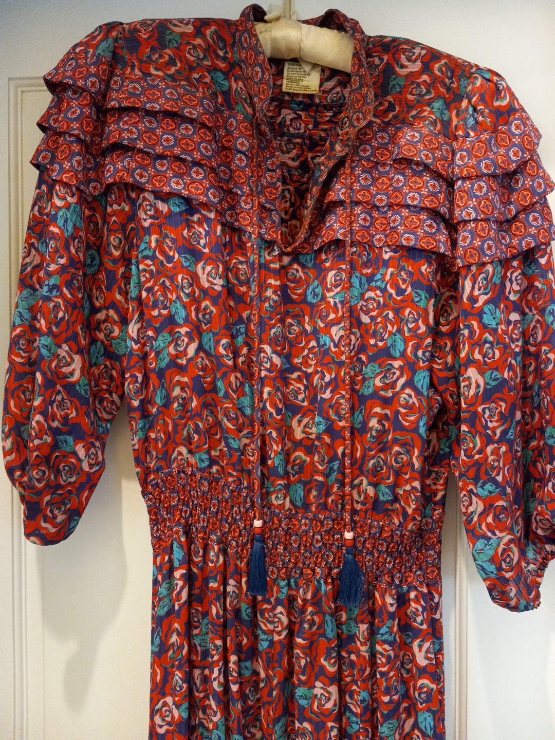 VTG Retro DIANE FREIS Original Dress Womens 1980s Midi Elastic Waist SIZE 10-12