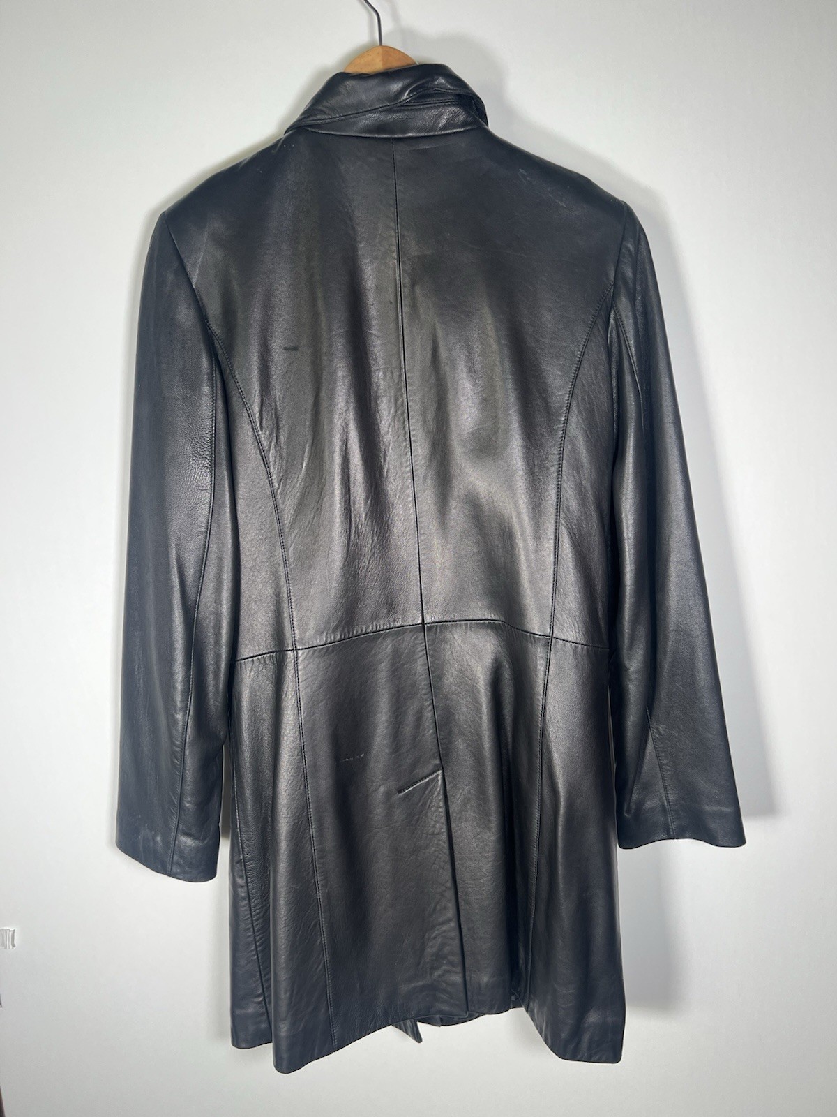 Vintage 80s Casual Corner GORGEOUS black leather car coat M retro streetwear