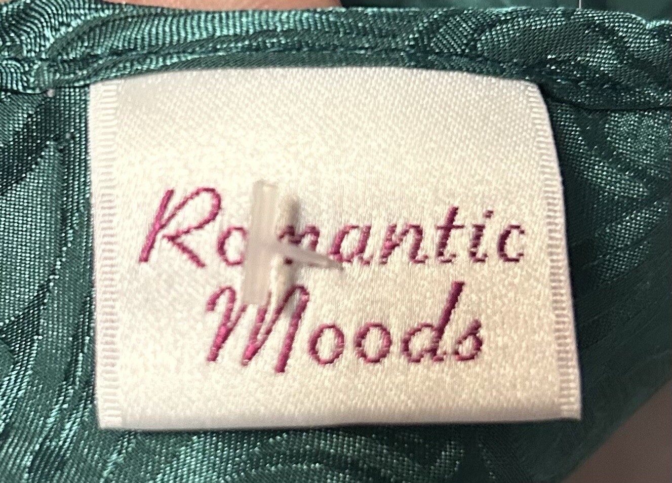 Romantic Moods Green Shiny Embossed Paisley Satin Nightie Slip Dress Nightgown L