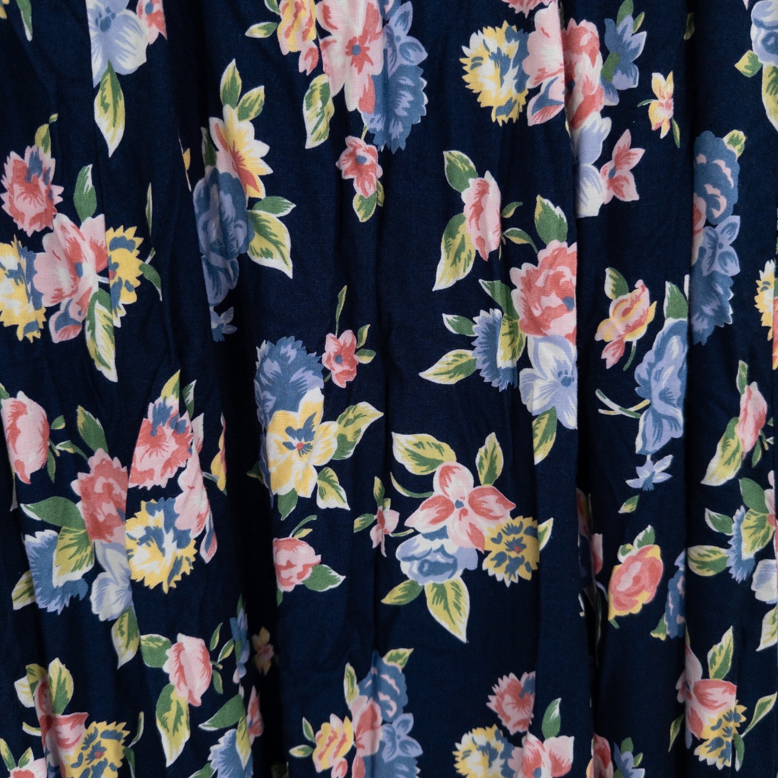 Vintage 90s Floral Midi Skirt Womens Medium Navy Blue Miss Honey Butter Mom