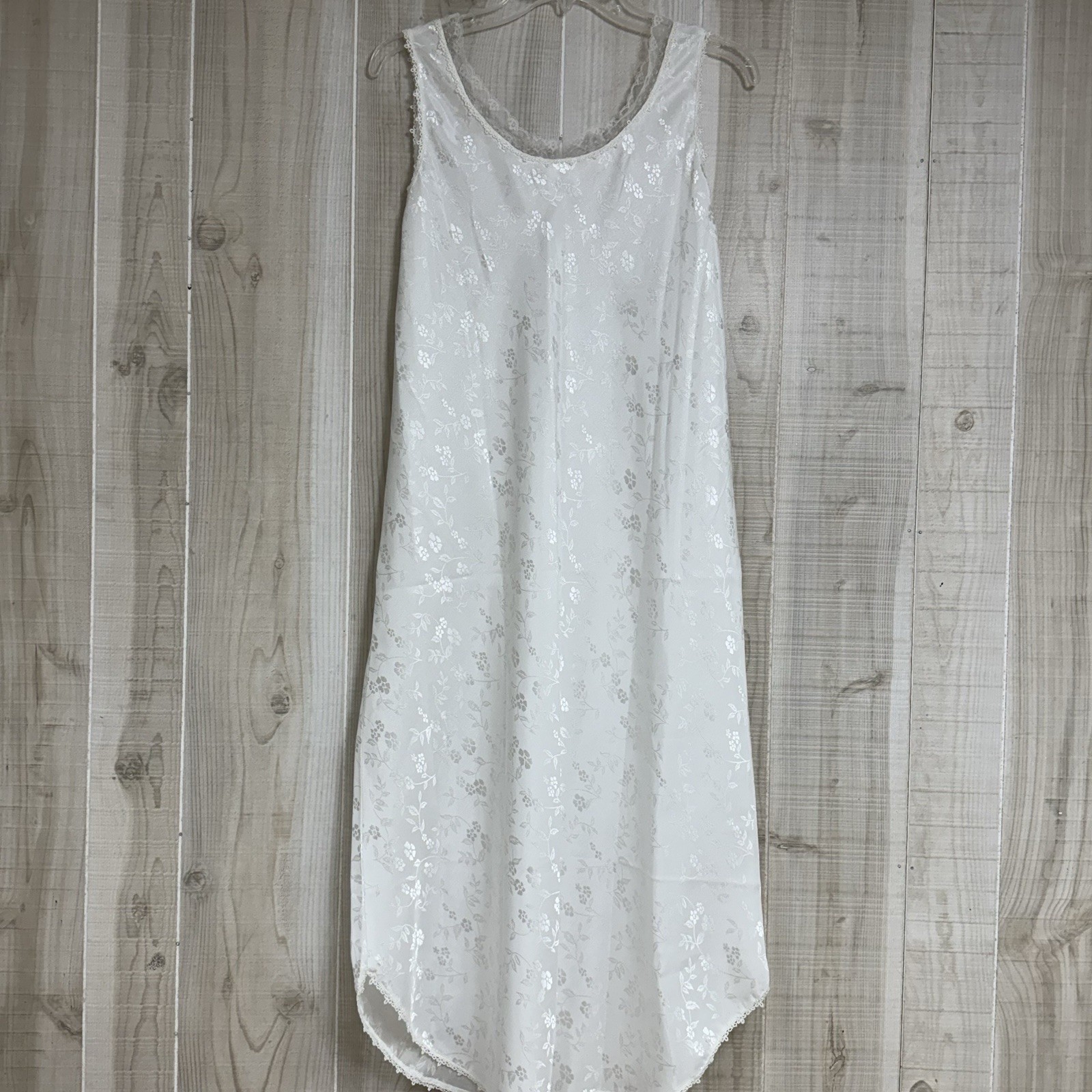 VTG AVON Nightgown Sleeveless Long White Lace Floral Pattern S