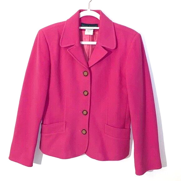 Vintage Harve Benard by Benard Holtzman Pink Wool Blazer Dress Suit Jacket Sz 6