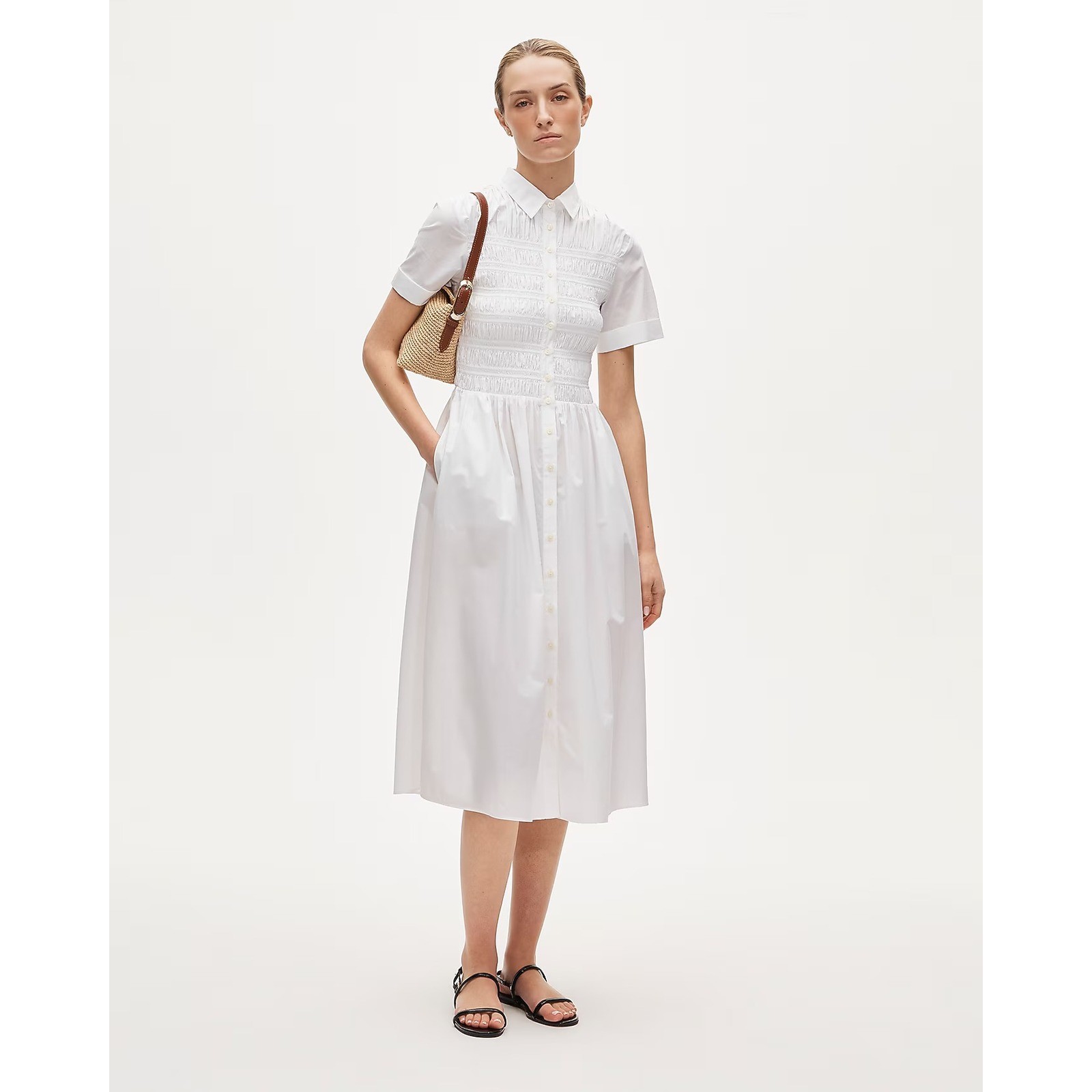 J CREW Elsie shirt-dress in cotton poplin white NWT size XS