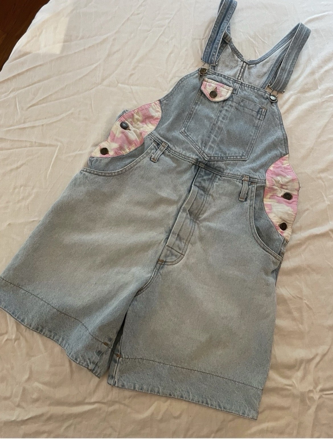Vintage/ Deadstock Zeppelin Denim Overall Short W Floral Trim