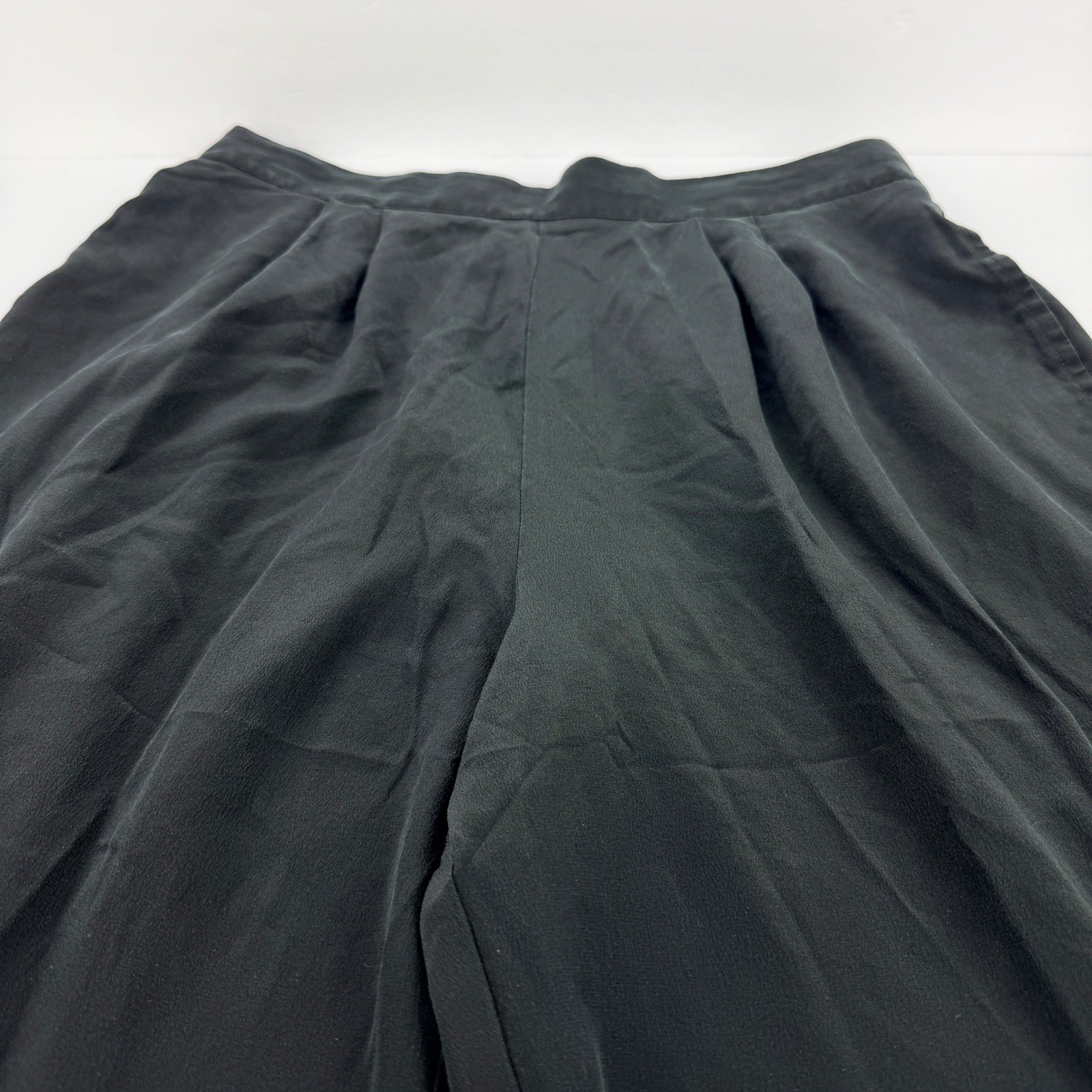VTG I.B. Diffusion Women 12 Black Silk Pleated High Waist Tapered Trouser Pants