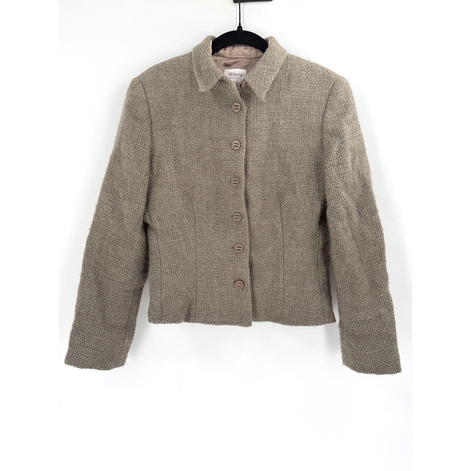 Armani Collezioni Jacket Womens 6 Brown Virgin Wool Silk Vintage Quiet Luxury