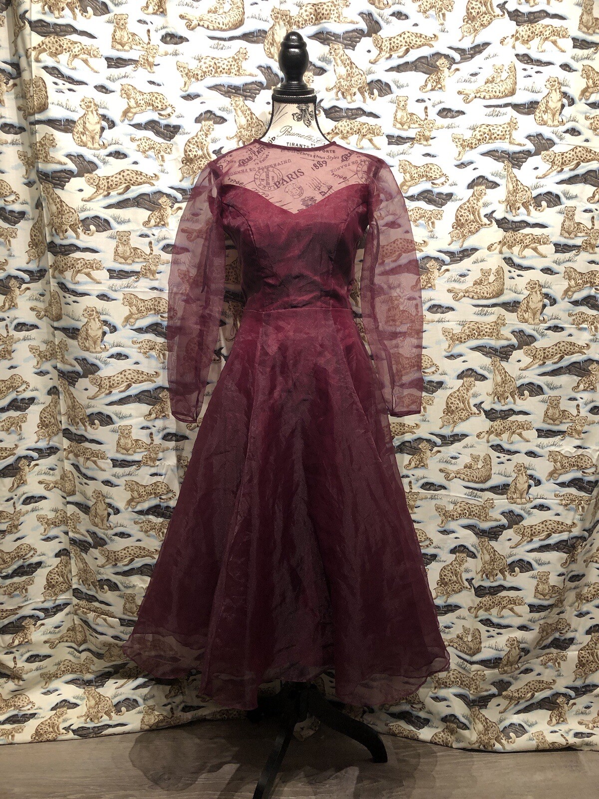 VTG 80’s-90’s Garden /Tea Party Burgundy Rockabilly Bridesmaids Dress ~AS IS!!!