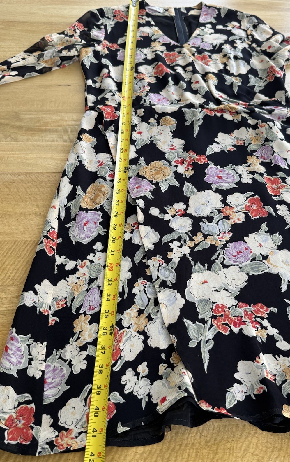 Giorgio ARMANI Le Collezioni Black Floral Faux Wrap Midi Dress Dark Romance Y2K