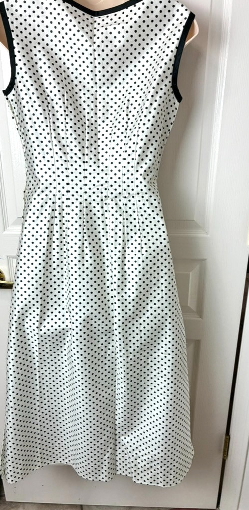VTG 1960’s Home Made Blk Polka Dot Dress S Sleeveless Shift USA Cotton