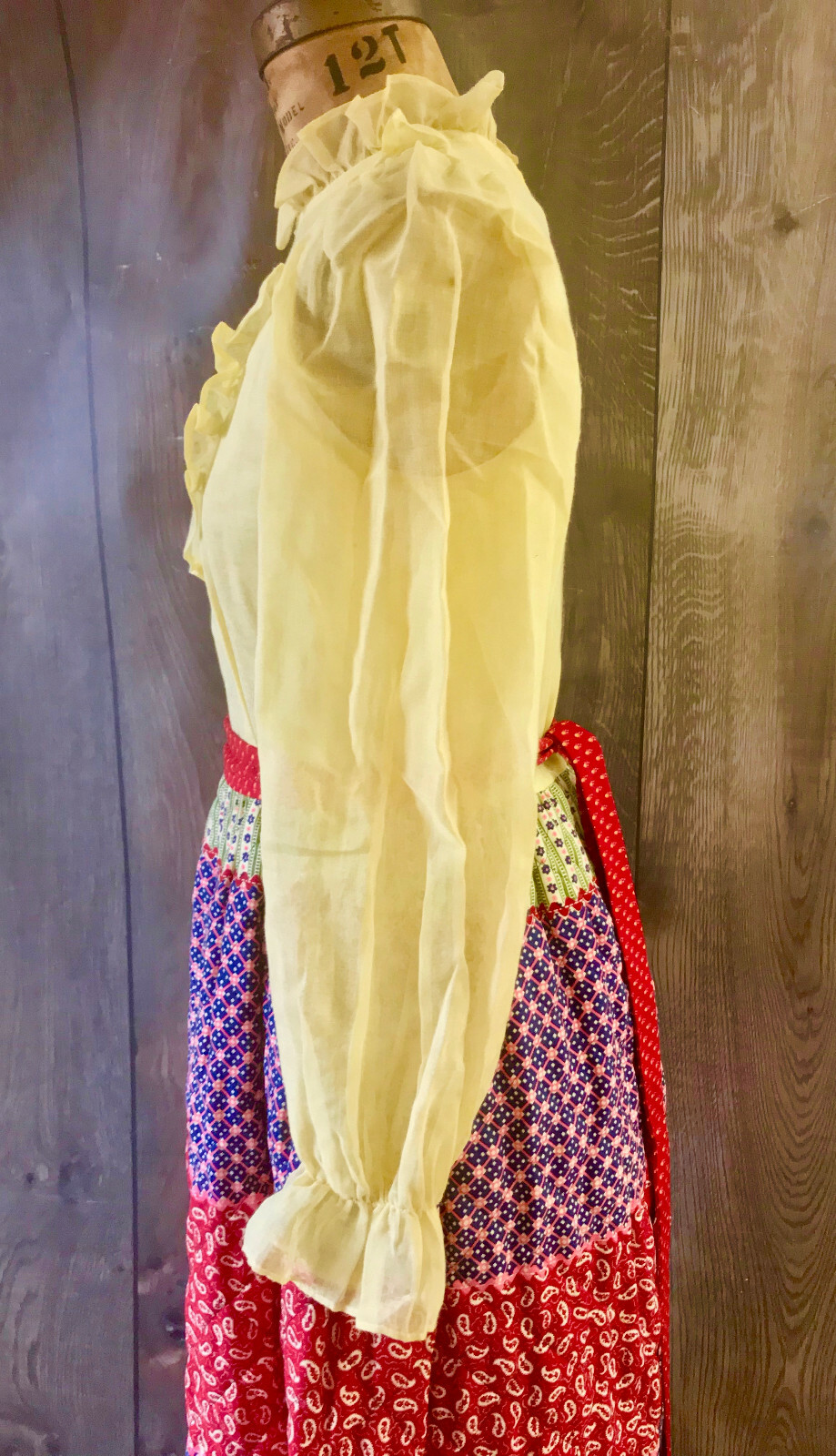 Vtg Cinderella Brand 1970s Boho Chic Maxi Peasant Ruffled Dress B.Altman Med