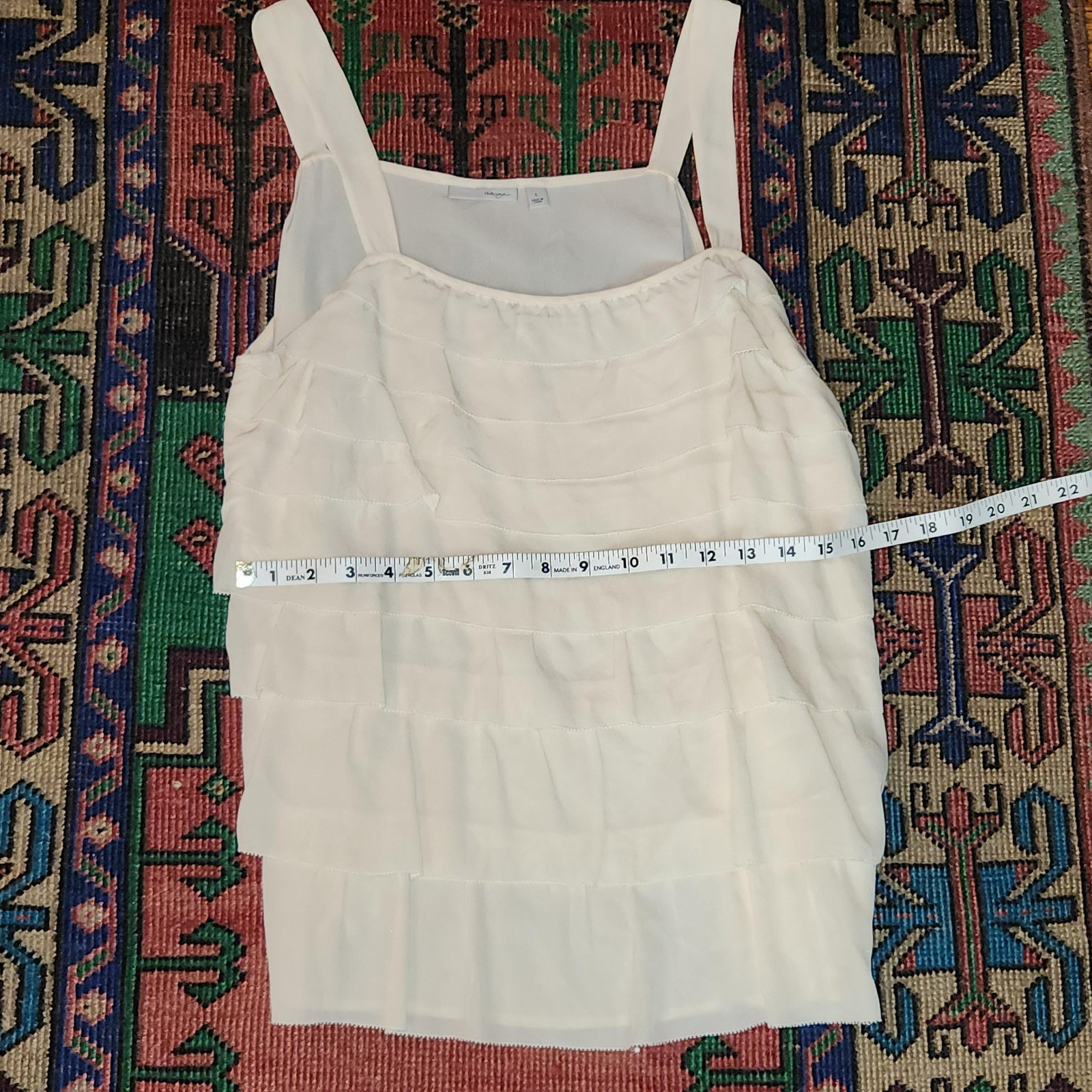 HALOGEN WHITE CREAM RUFFLE TANK TOP SHEEP MULTI USE TOP SIZE LARGE ROMANTIC