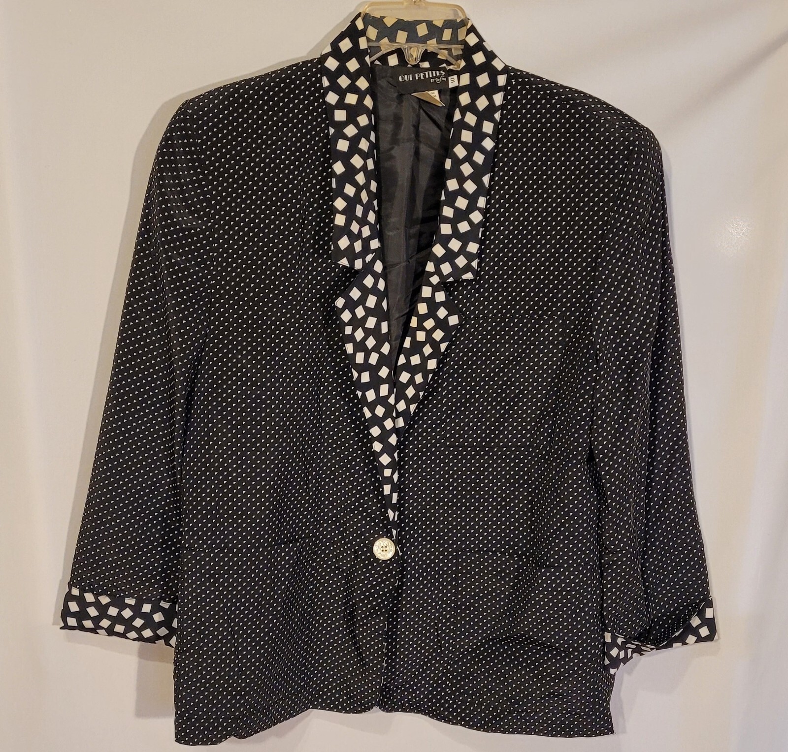 Vintage 90s Dress, Black w/ Polka Dots, Oui Petites by Tan Fray brand, size 10