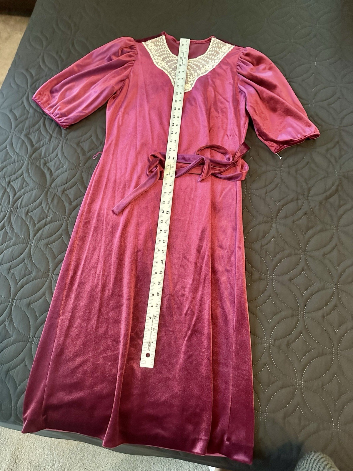 Vintage Whimsigoth Velvet Maxi Dress Pink Fuchsia Lace S Romantic Goth Renfair