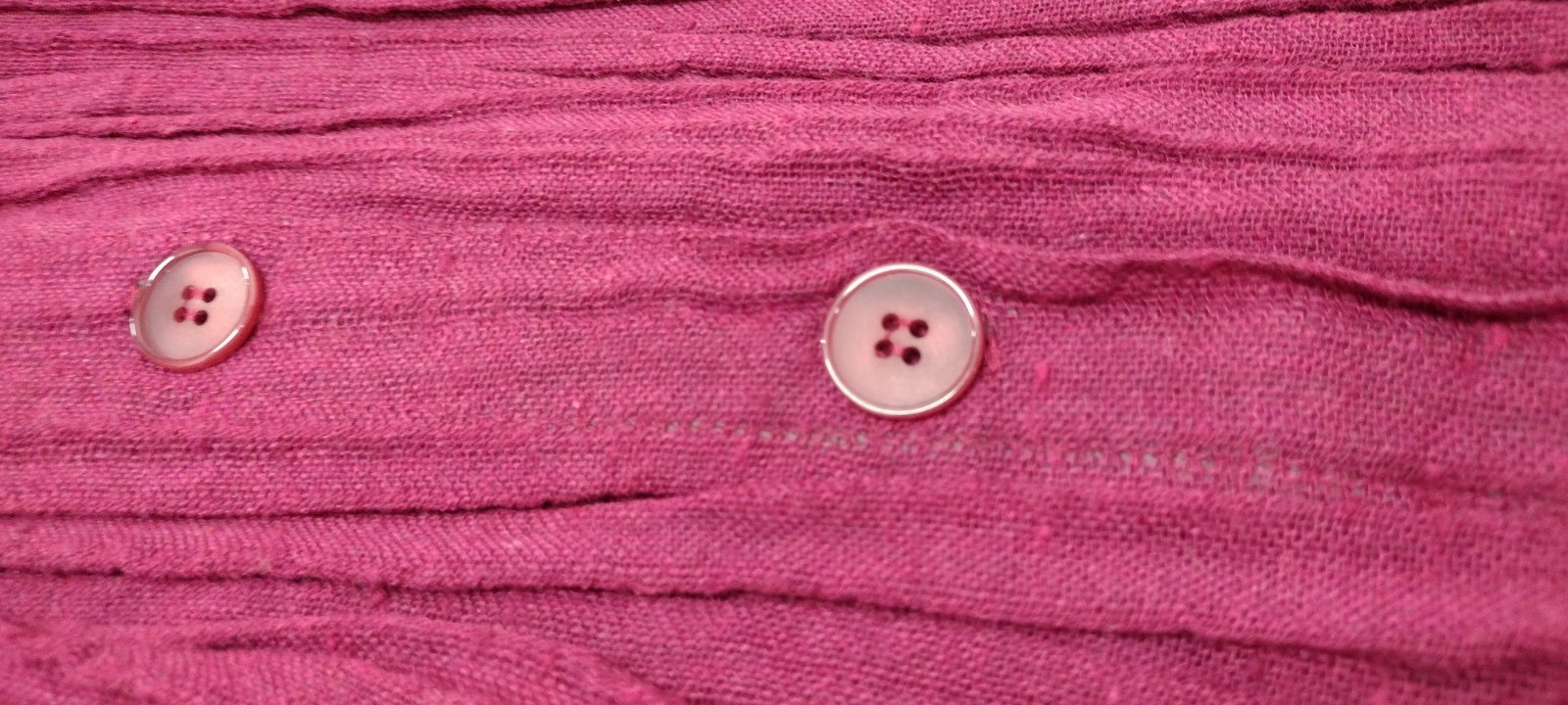 1970s Campus Casuals Pink Fuchsia Skirt Crinkle Cotton Buttons Below Knee Size M