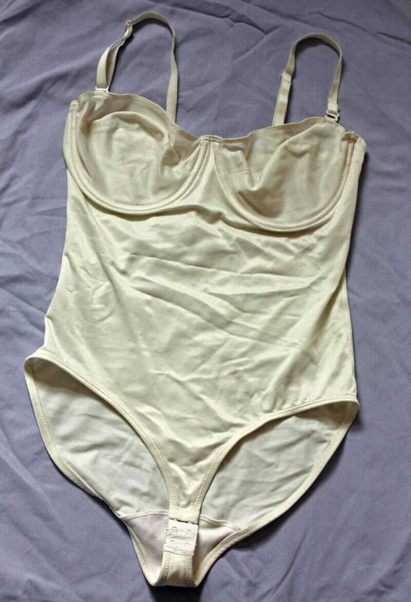 Vintage White Shaper Teddy Bodysuit by Nip Tuck & Boost – Size 38C