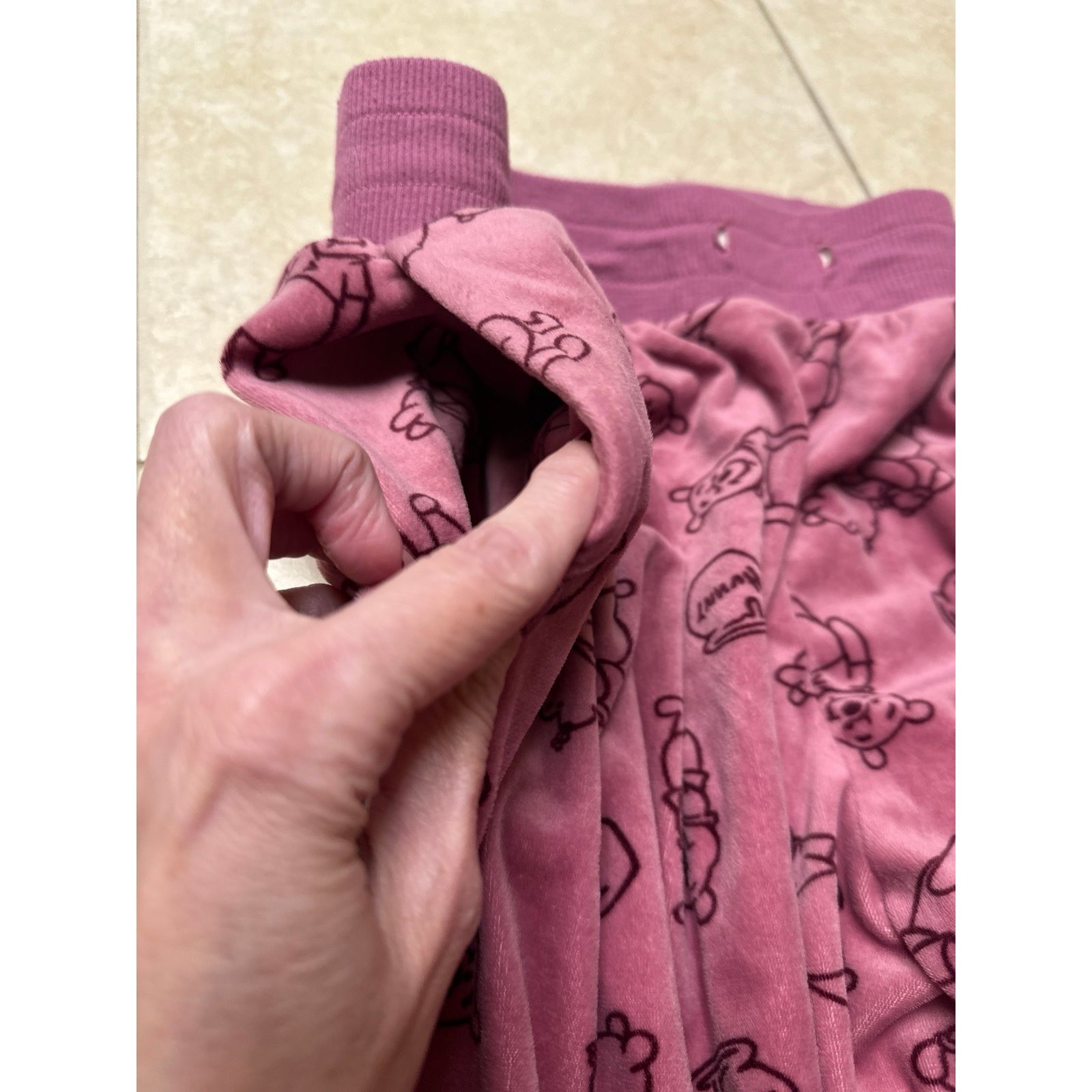 Disney Winnie the Pooh Velour Pants, Size Large, Pink