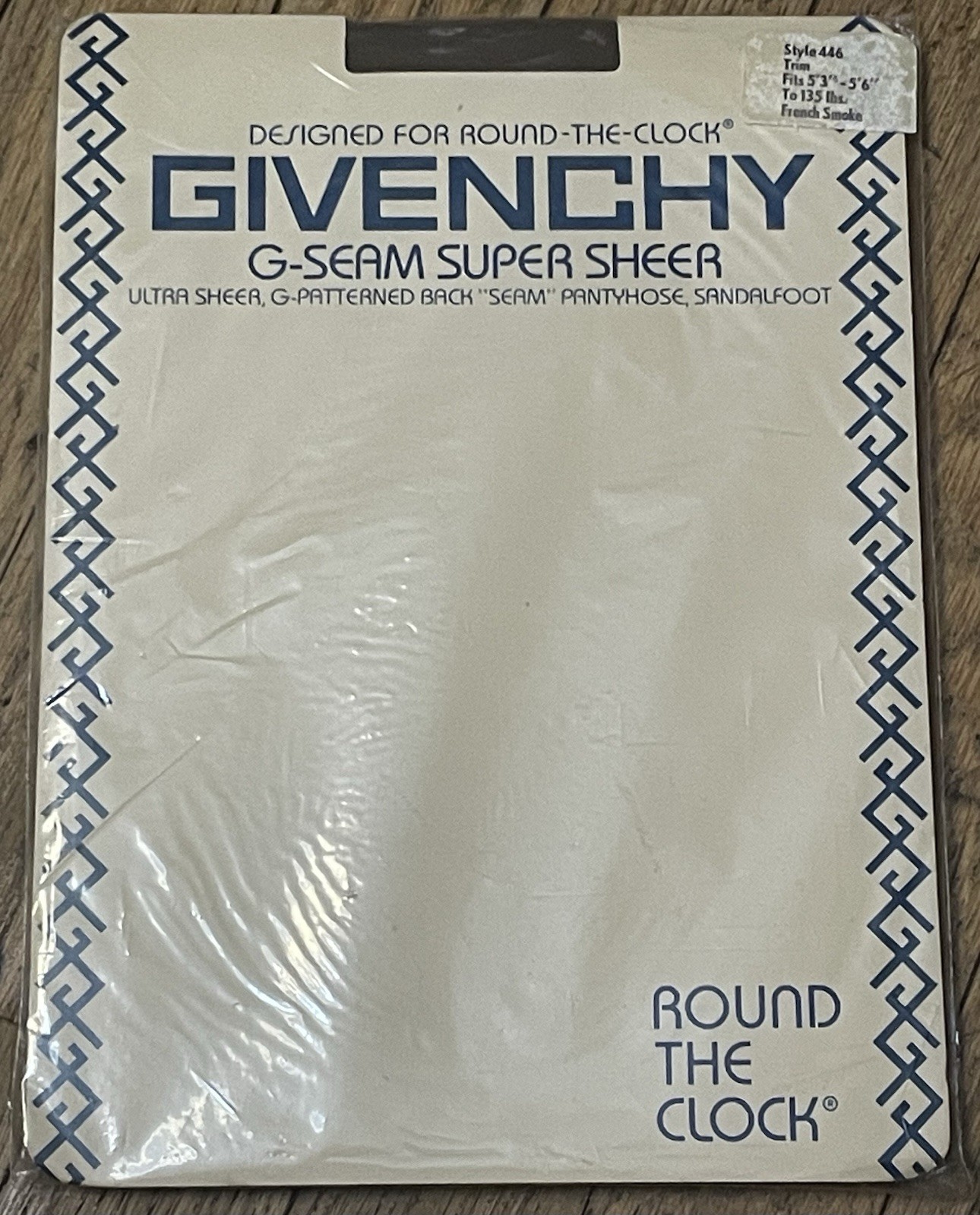 Vintage Givenchy G-Seam Backseam Super Sheer Pantyhose “French Smoke” Trim NOS