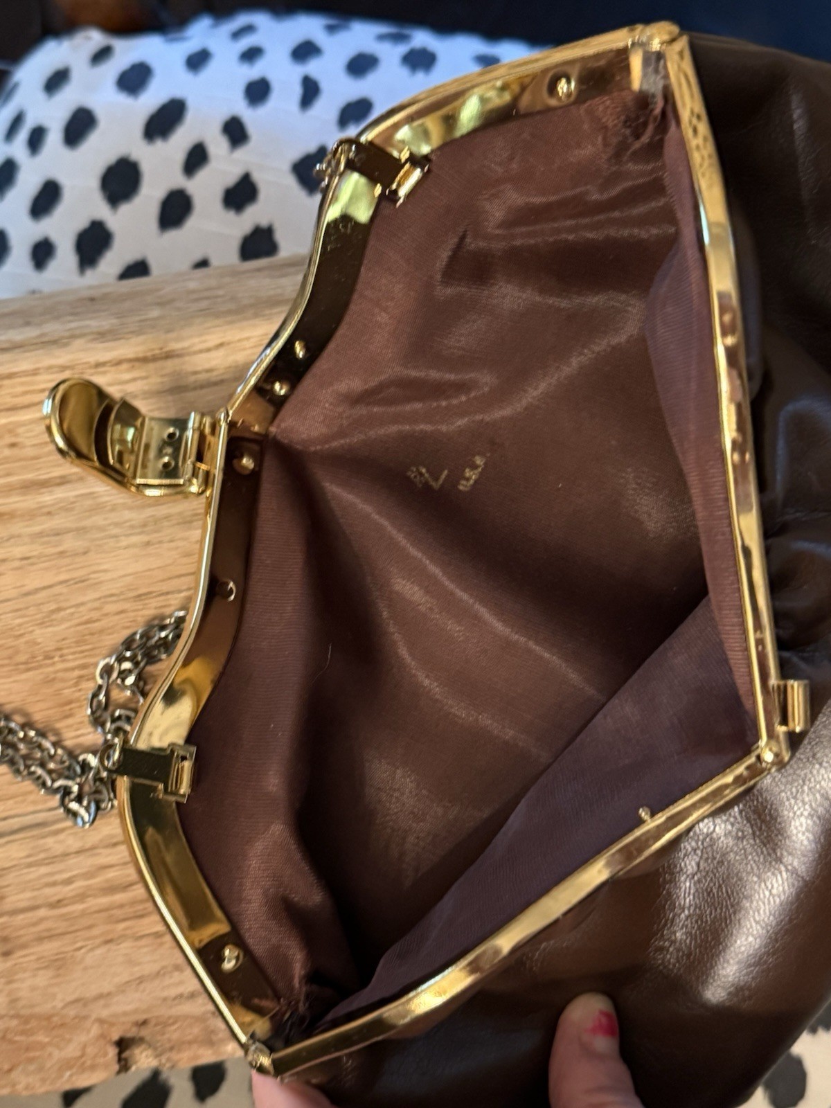 VTG HL USA Brown Chocolate Clutch Shoulder Strap Purse Gorgeous