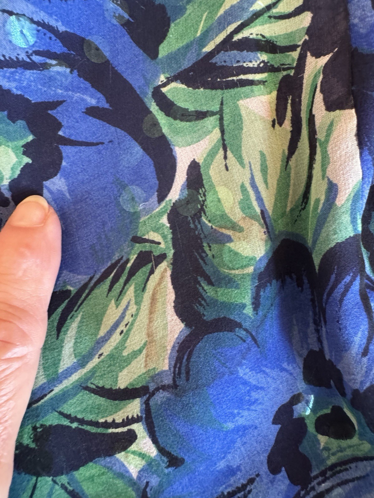 1960s Vintage Silk Chiffon Party DRESS Blue/Green Floral Lined Taffeta M Sequin
