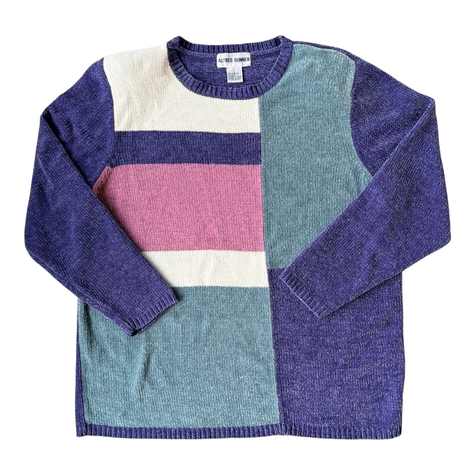 Vintage 90s Womens Alfred Dunner Colorblock Sweater Cottagecore Grannycore Large
