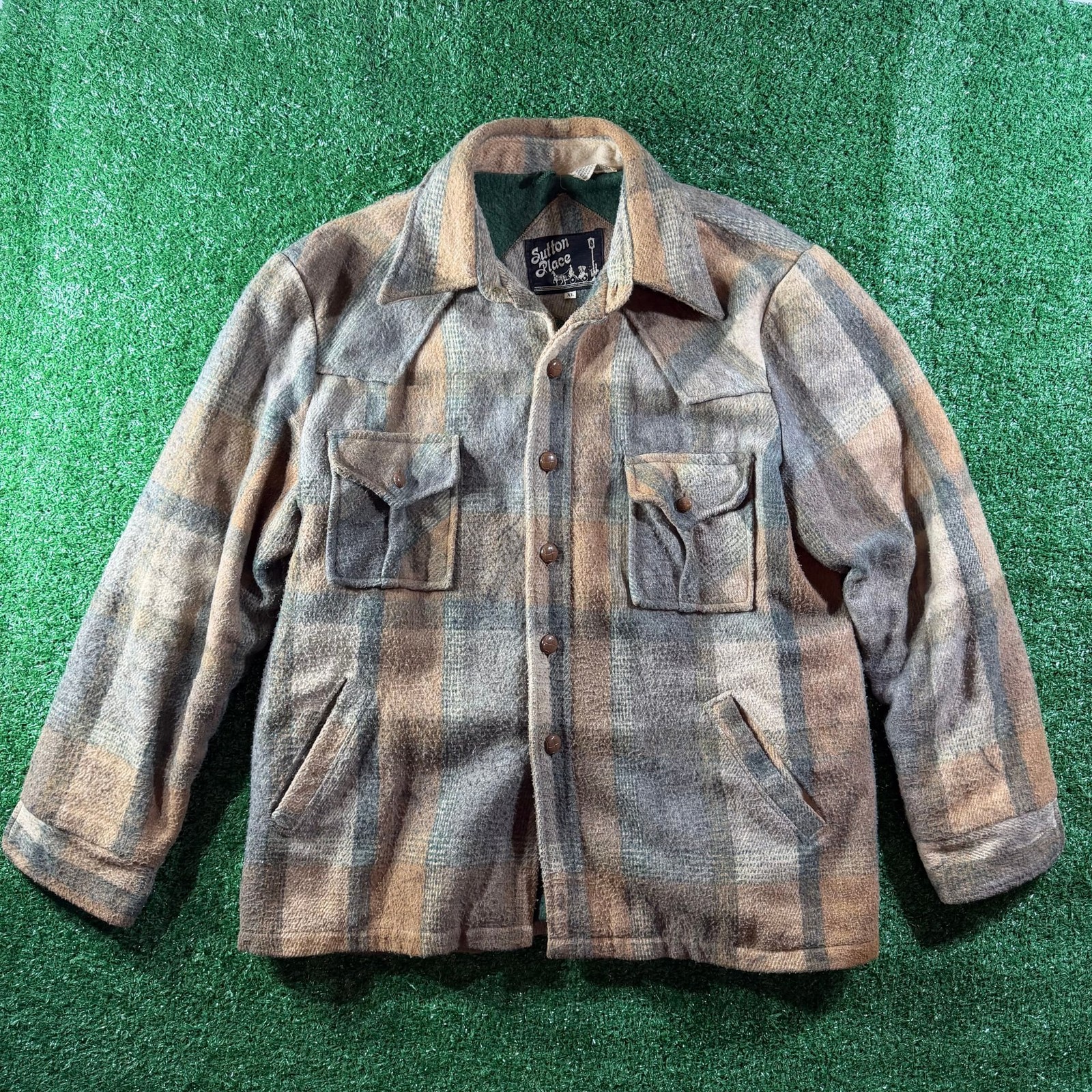 Vintage 60s Sutton Place Plaid Wool Blend Jacket coat