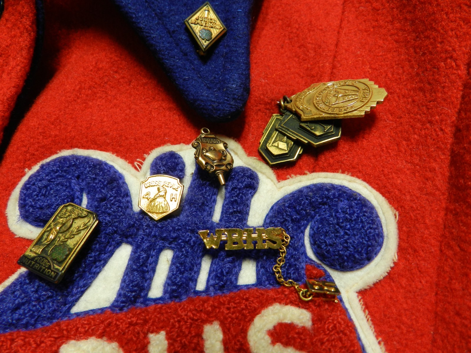 Vintage 1966 High School Letterman’s Jacket Red & Blue Wool Ladies Size 16