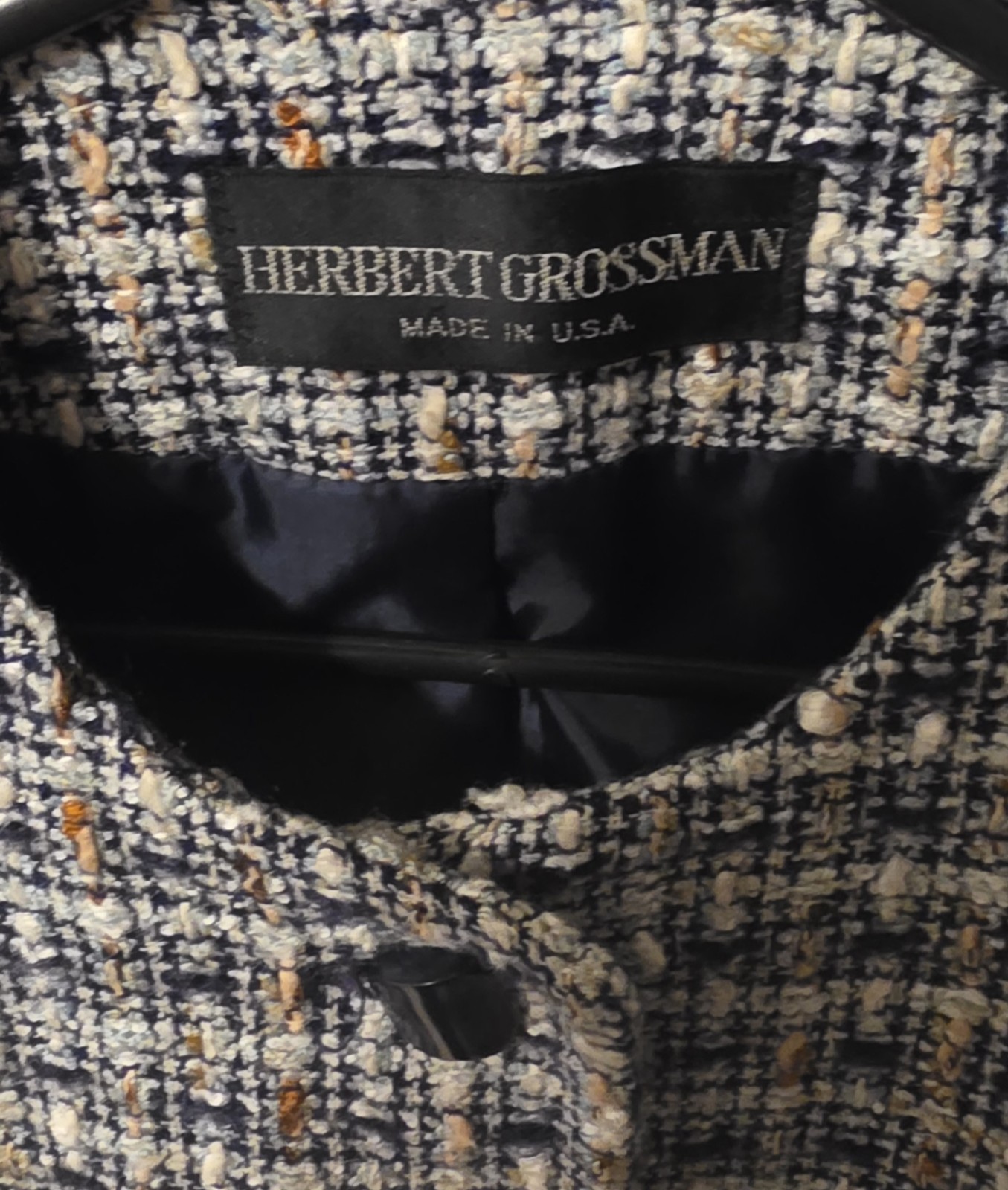 Vintage Tweed Academia Office Business Herbert Grossman Blazer Jacket Size 10