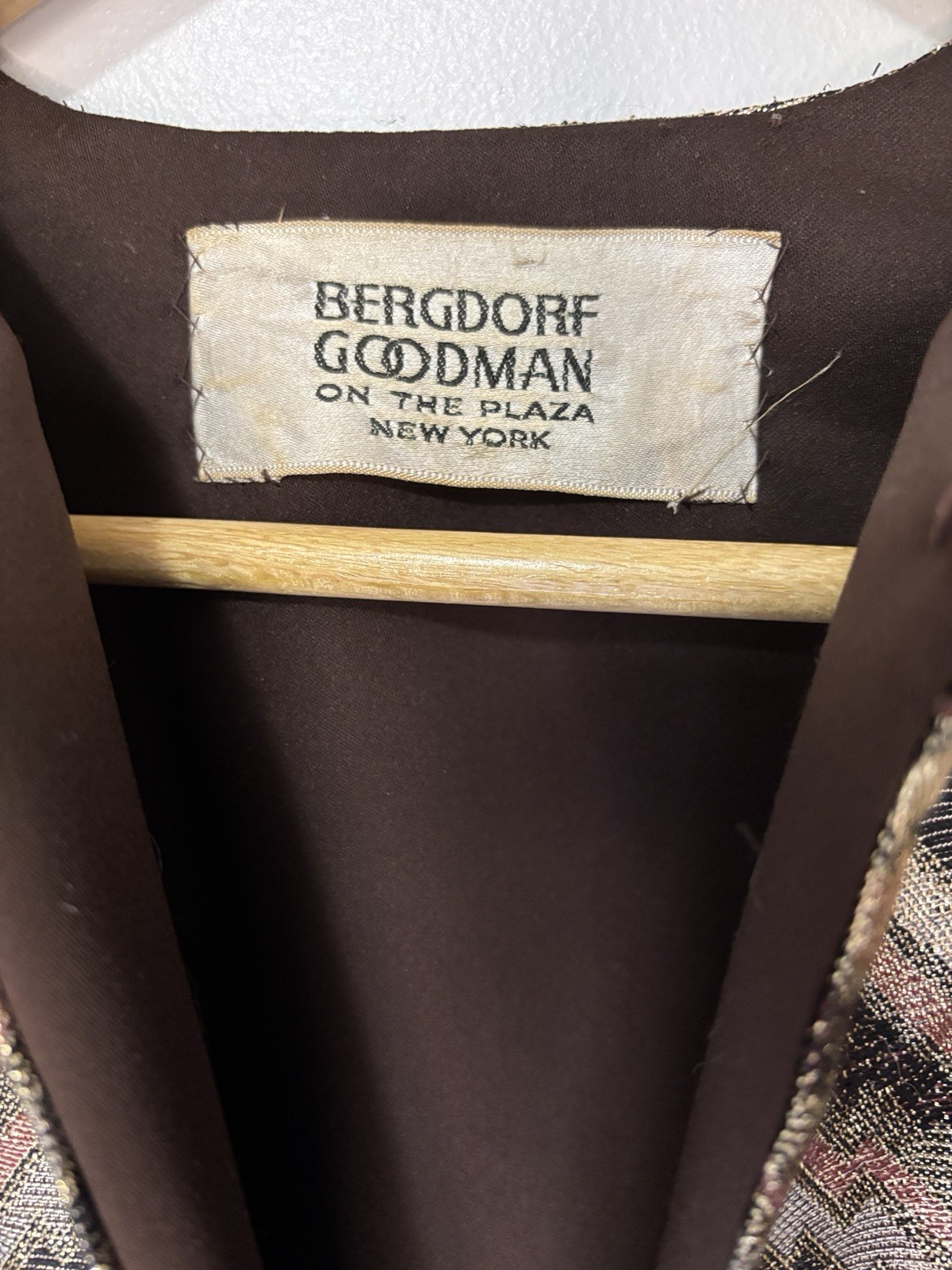 Vintage Bergdorf Goodman Womens 80s Brown Gold Jacket Zigzag Chevron Size 18