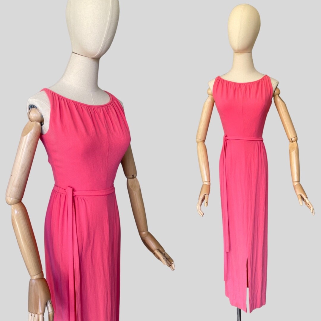 Vintage 60s 1960s Dress Pink Shift Wiggle Jane Andre California Mod Hippie