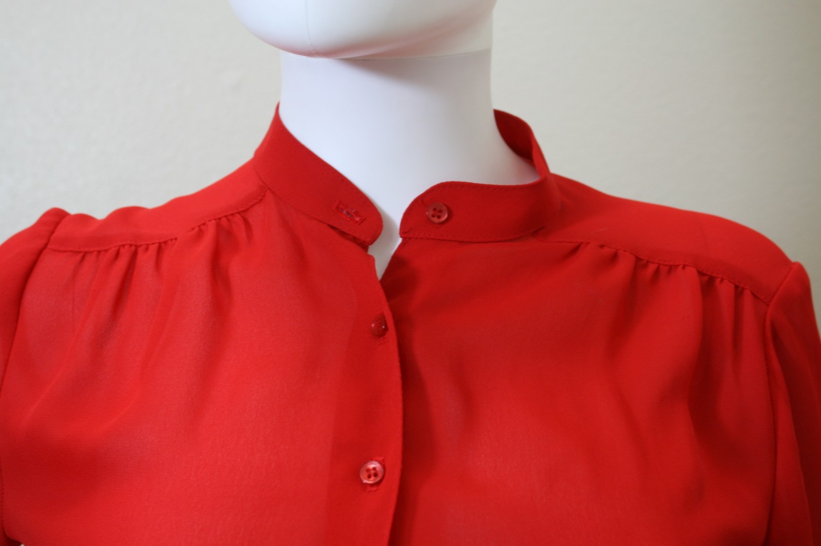 SCHRADER SPORT NEW YORK VINTAGE BLOUSE LONG SLEEVE DETACHABLE COLLAR TOP 8 RED