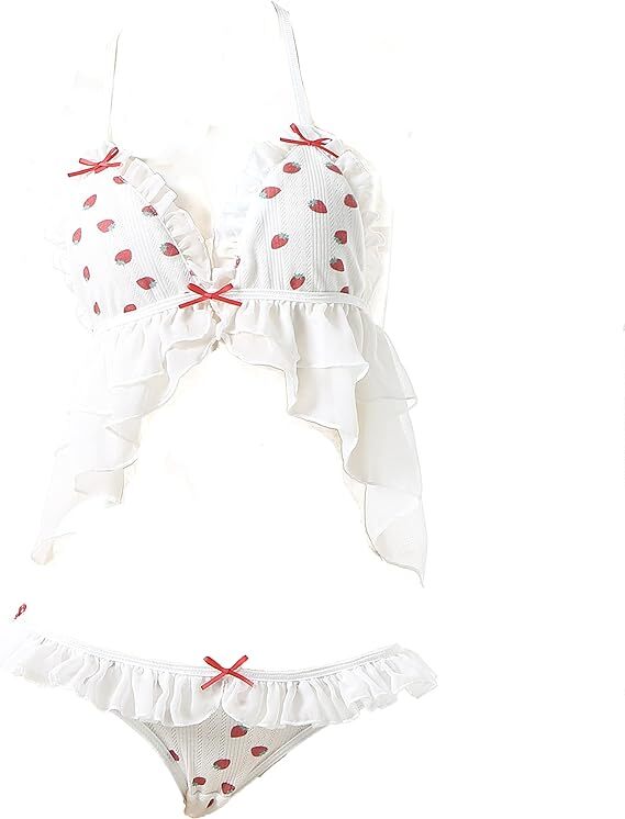Anime Lingerie Kawaii Bikini Japanese Cosplay Outfit Strawberry Pajamas Babydoll