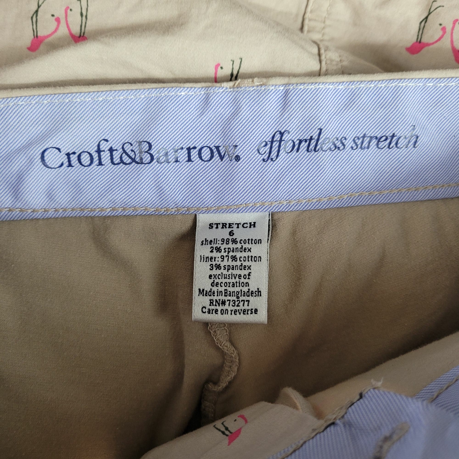 Vintage 90’s Skort 6 Tan Novelty Flamingo Print Skirt A-line Mini Stretch Cotton