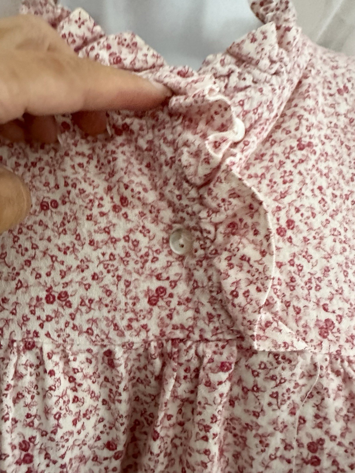 VTG womens M Long Flannel Nightgown Chemise Red White Floral Prairie GrannyCore