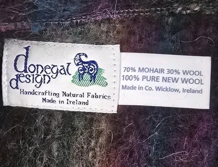 Vtg Donegal Design Handwoven Mohair Wool Cape Poncho Jacket Full Zip Ireland! OS