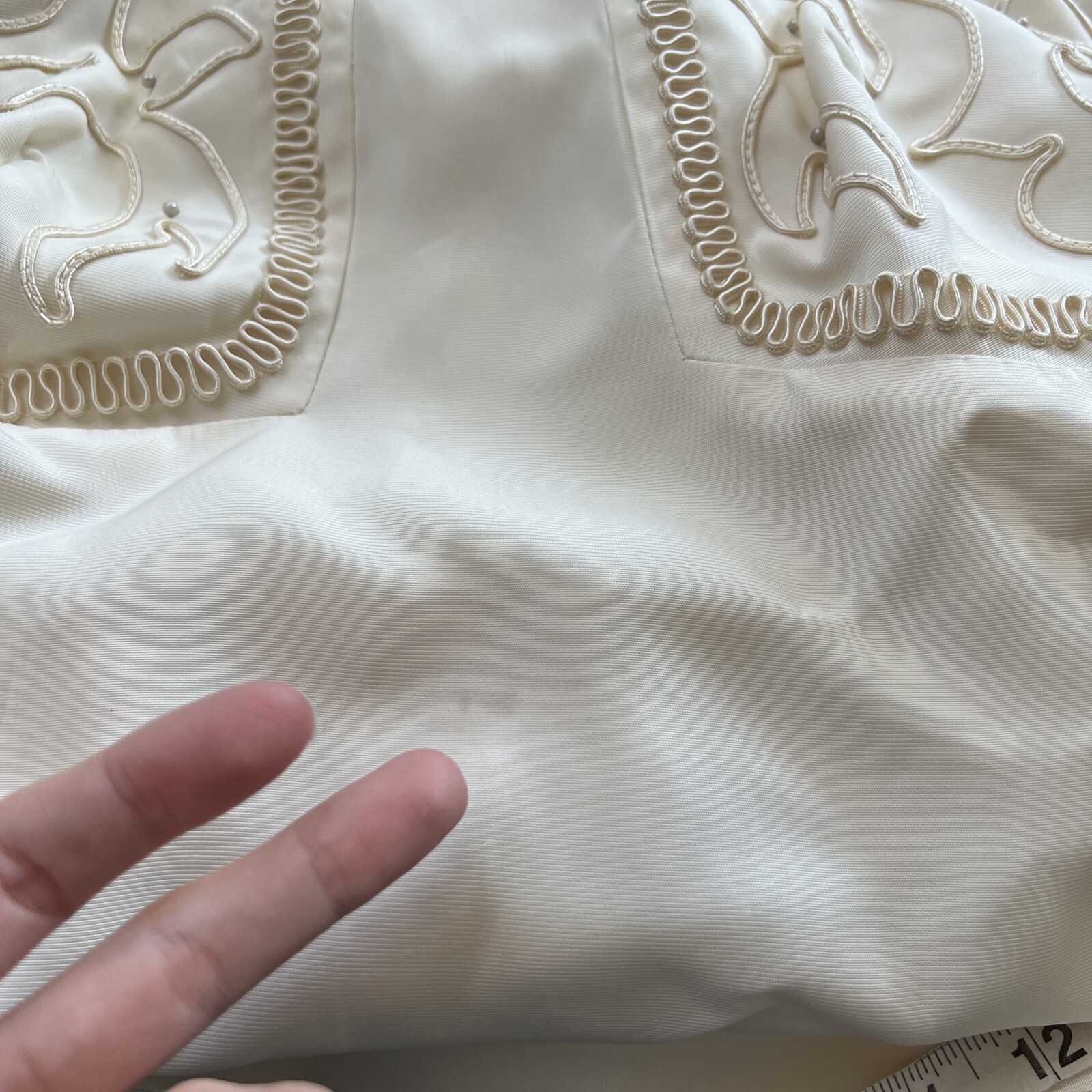 Vintage 1960s Bridal Originals Mod Mandarin Collar Wedding Dress Gown Train S/M