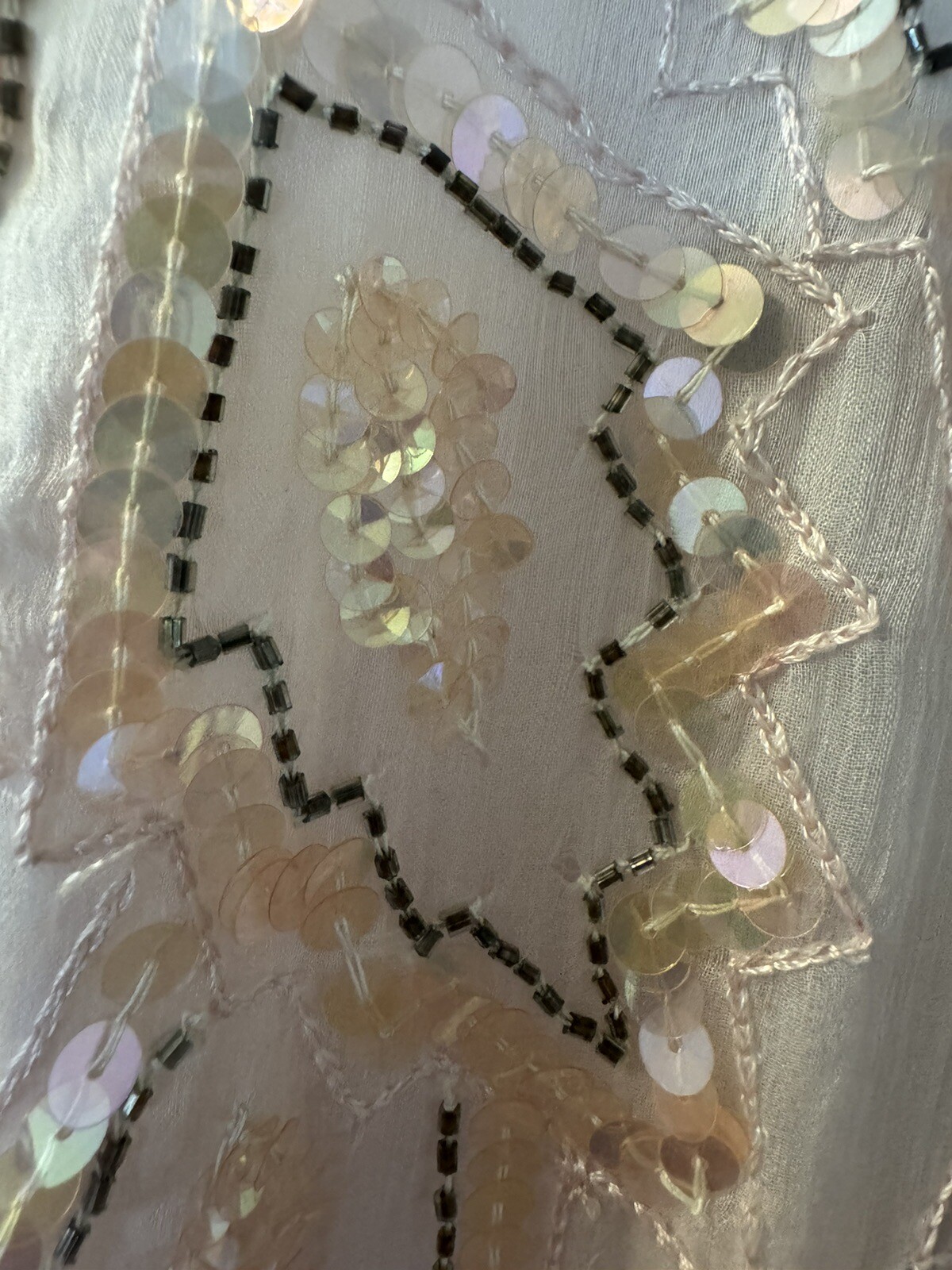 Vintage Carina Pink Sequin Beaded Silk Dress Handkerchief Overlay Hem Size Small