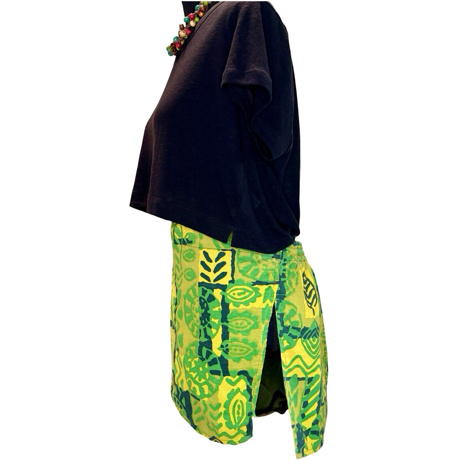 Vintage 1960s Green Geometric Mid Century Swim Skirt Warriors Brentwood Size L