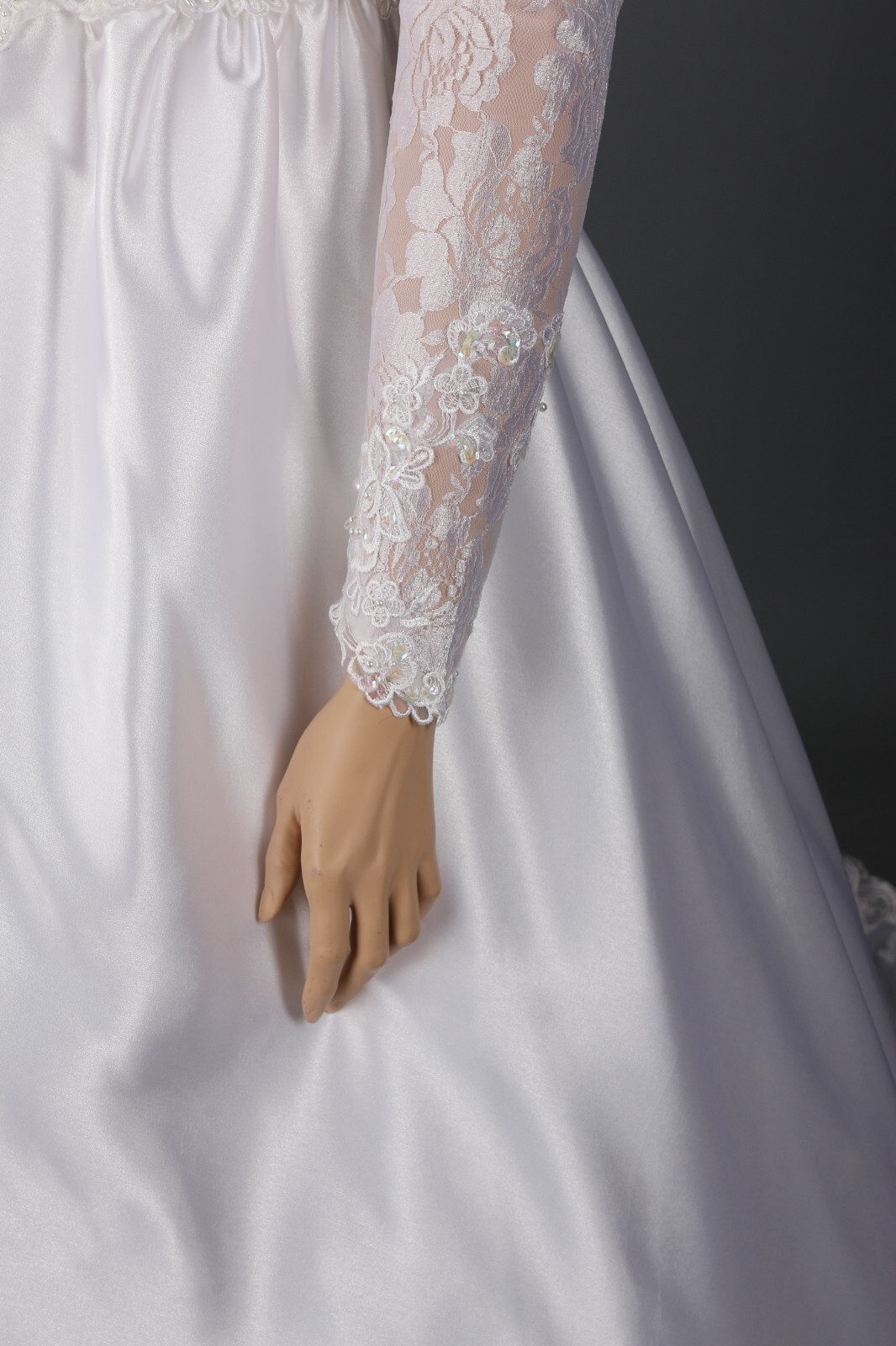 Jean Phoenix Bridal Vintage 80s 90s White Satin & Lace Wedding Dress sz 20