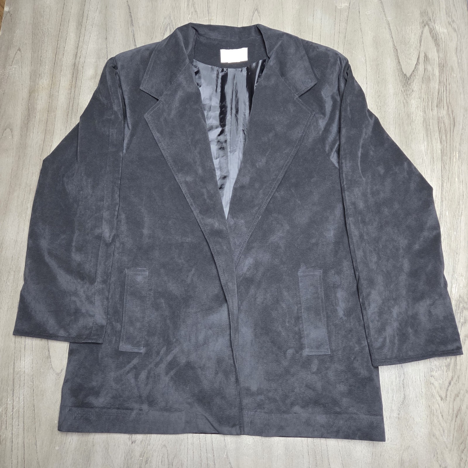 Vintage Da-Rue Faux Suede Open Blazer Jacket Brown Size 14 Longline USA Made
