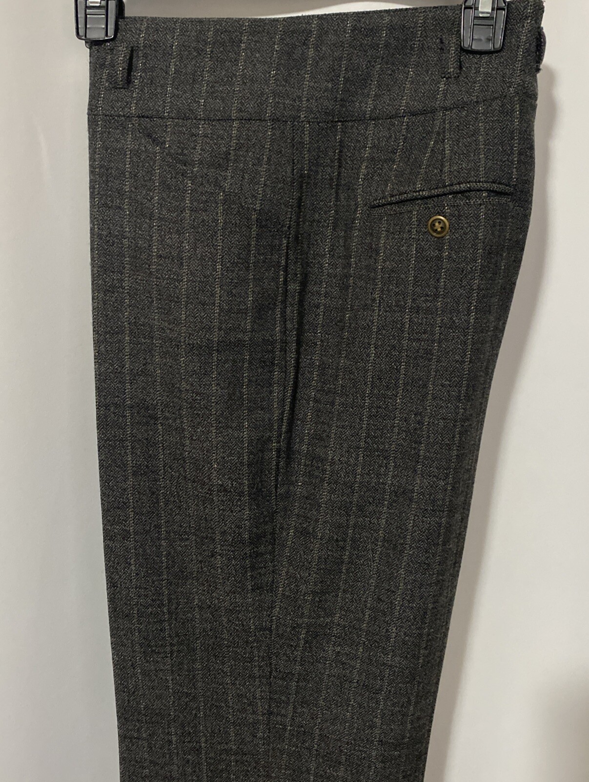 VTG Classic Tailored Pants Wide Leg Wool Sparkle Grey Pin Stripe SZ 10/12 Lined
