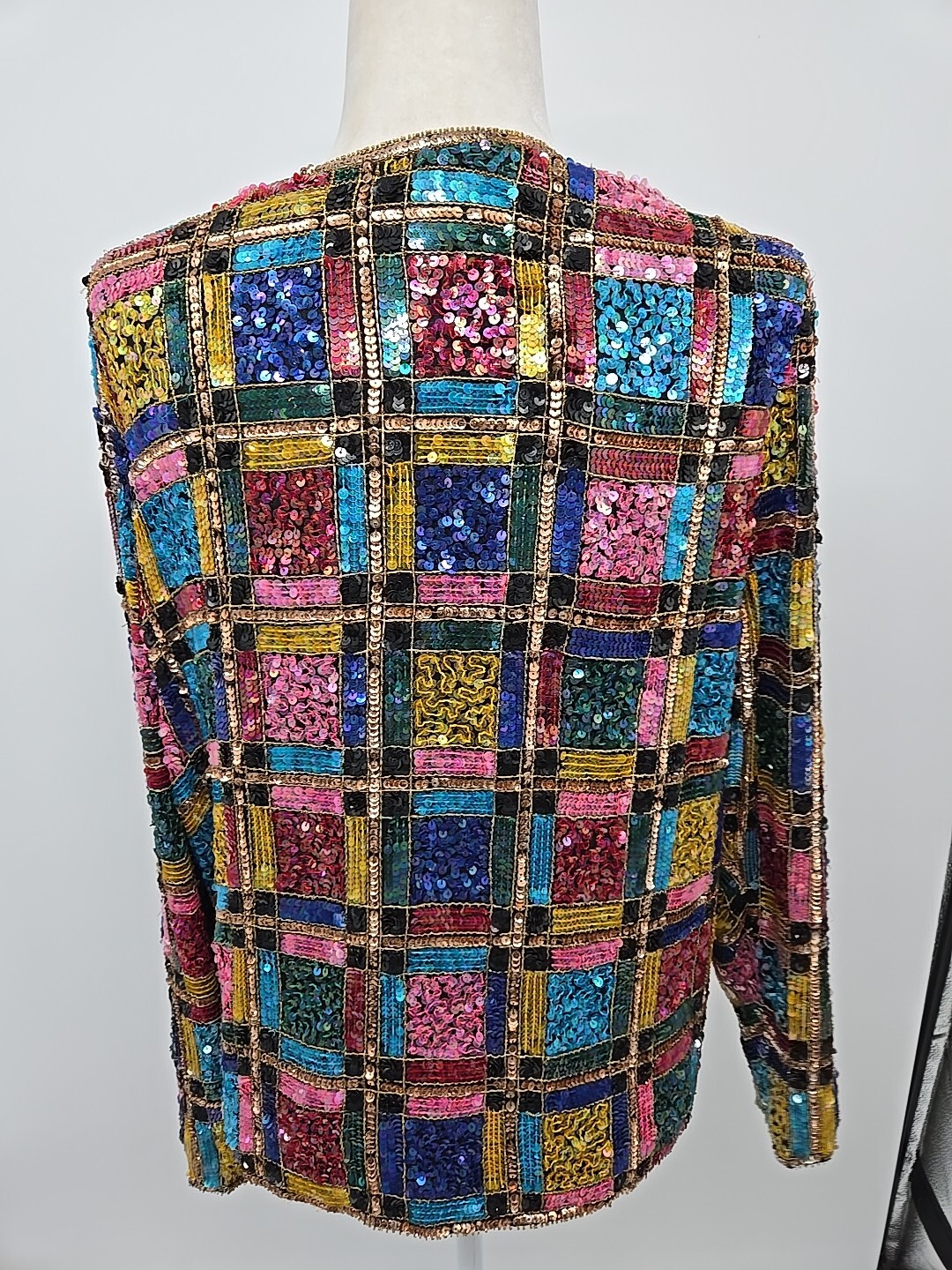 Vintage Channa Fully Sequin Coat Jacket Blazer Top Silk & Rayon Large