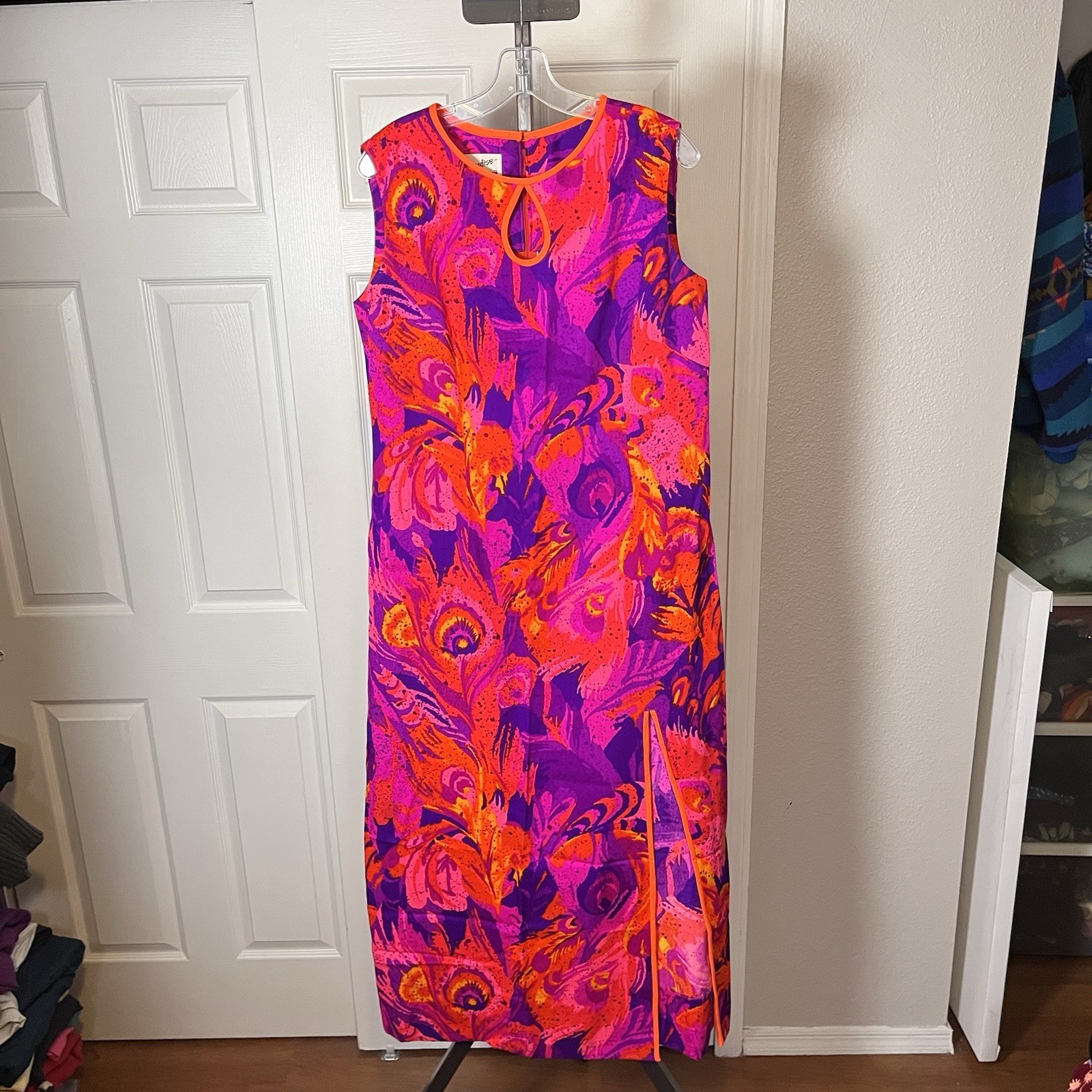 Vintage Paradise Hawaii Made In Honolulu Hawaiian Dress Pink Aloha Day Glow
