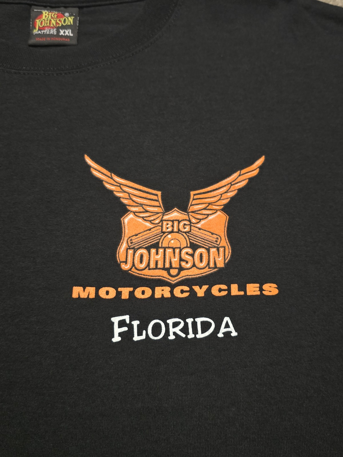 Vintage 90’s Big Johnson Punk Motorcycle T-Shirt Double Sided Size 2XL