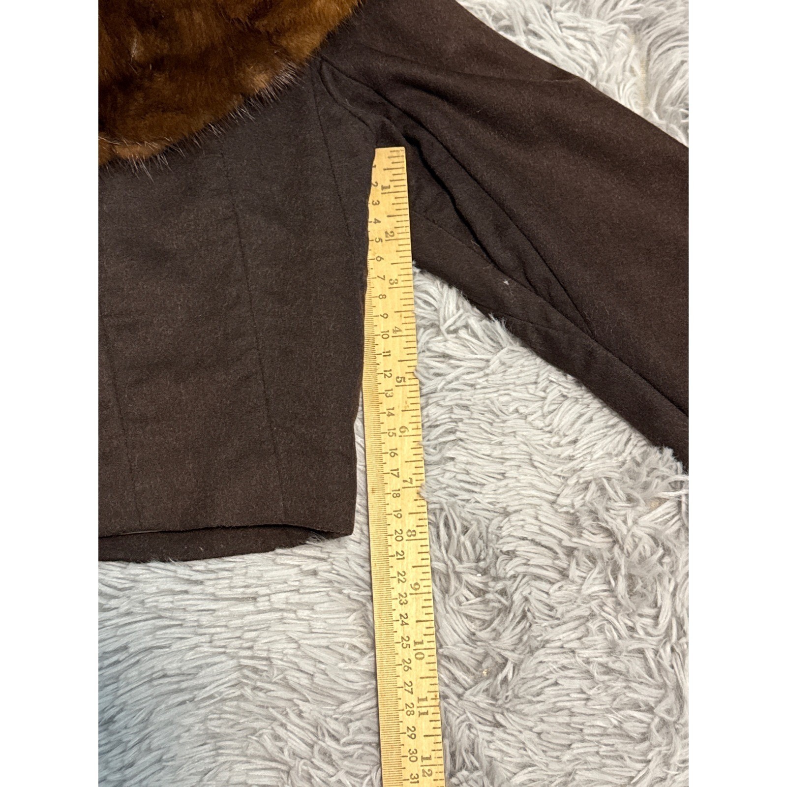 Vintage Ruth McCulloch Brown Wool Cropped Cocktail Jacket Real Mink Fur Collar