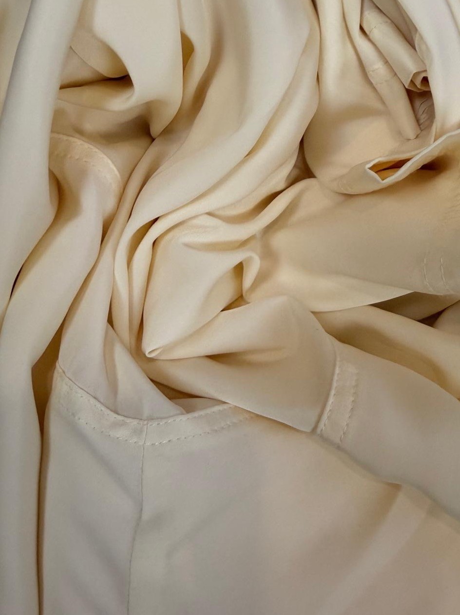 VTG 90’s C.S.T. Studio Women’s Ivory Chiffon Short Cap Sleeve Round Neck Top 22W