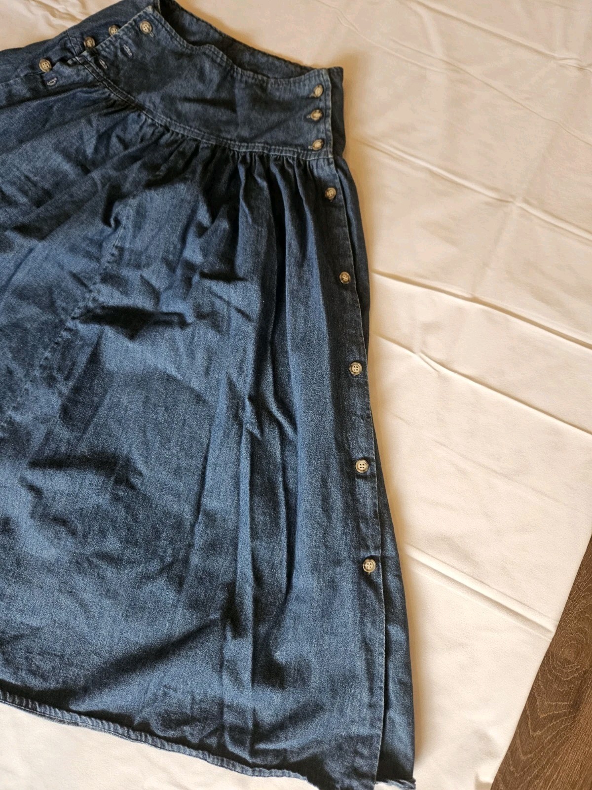 Vtg Selections by Manor House Denim Button High Waist Knee/Midi Skirt XS/S