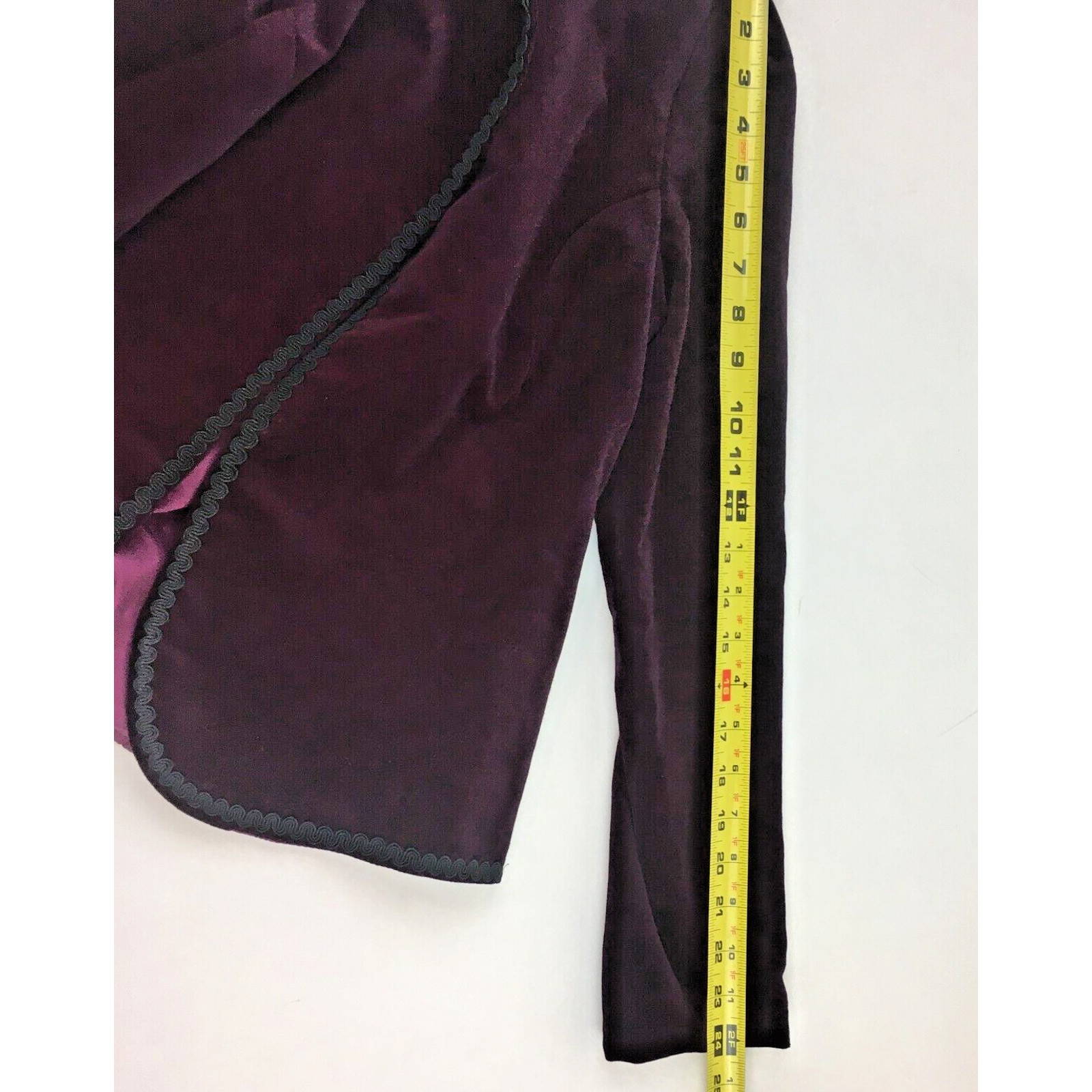 renaissance Ren Faire Womens Velvet jacket lined Size 8 Plum Black Boho
